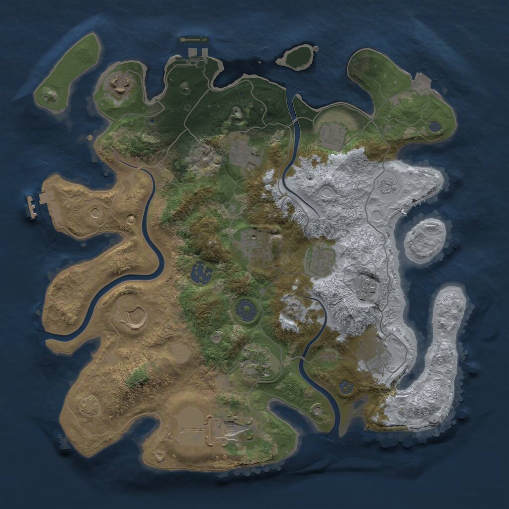 Rust Map: Procedural Map, Size: 3500, Seed: 67104464, 16 Monuments
