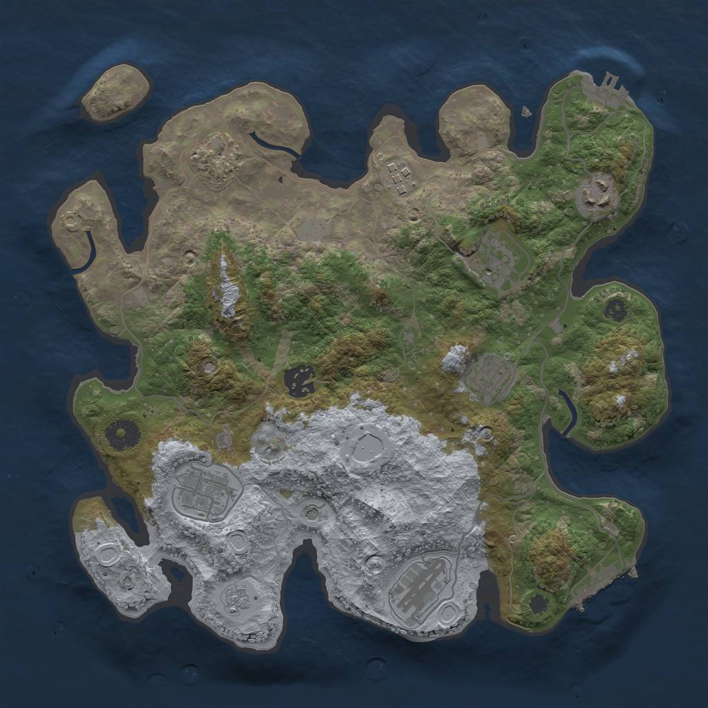 Rust Map: Procedural Map, Size: 3250, Seed: 1375945994, 15 Monuments