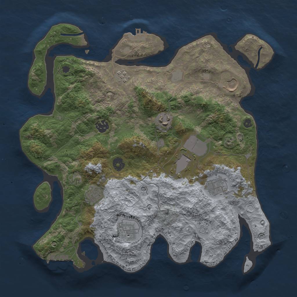 Rust Map: Procedural Map, Size: 3500, Seed: 1389902480, 15 Monuments