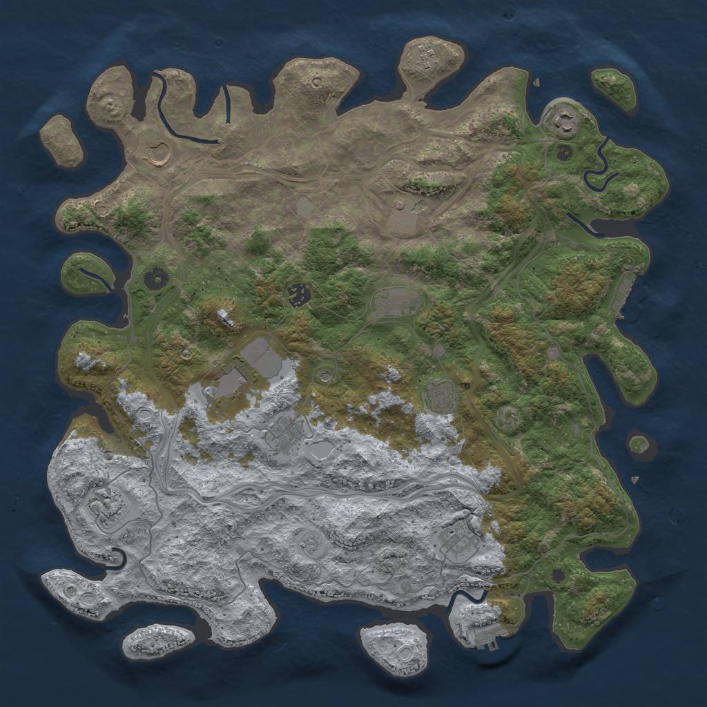 Rust Map: Procedural Map, Size: 4500, Seed: 2061351911, 18 Monuments