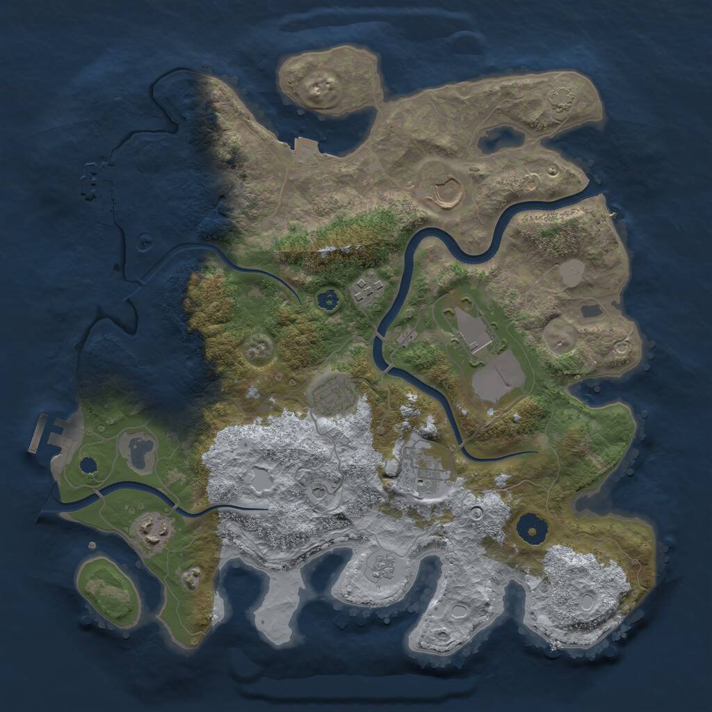 Rust Map: Procedural Map, Size: 3500, Seed: 485513349, 12 Monuments