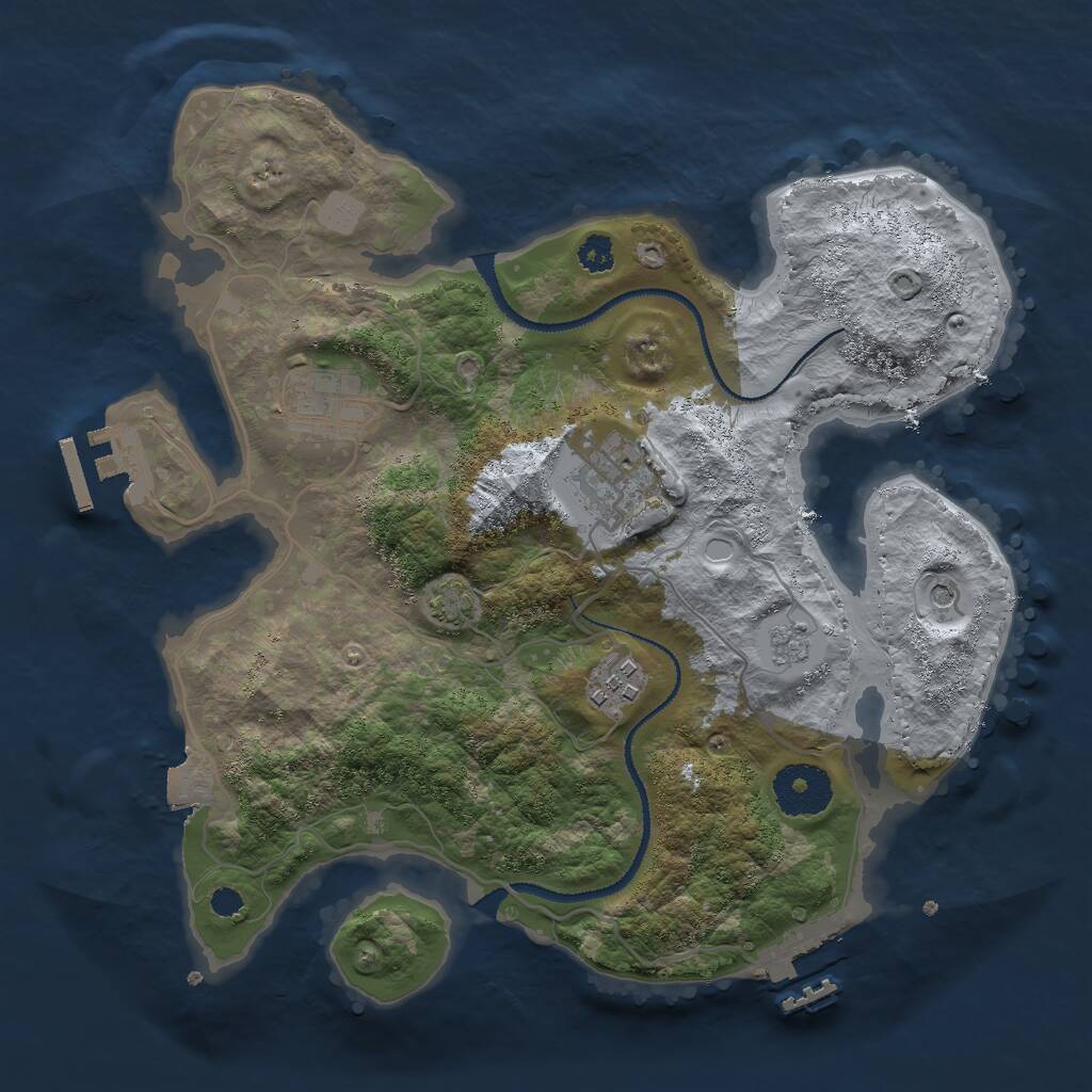 Rust Map: Procedural Map, Size: 2950, Seed: 53201, 9 Monuments