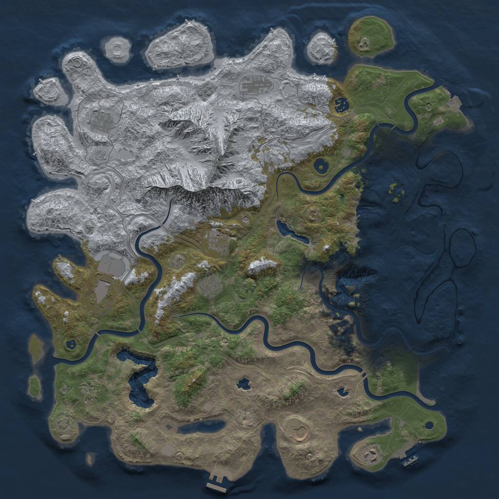 Rust Map: Procedural Map, Size: 5000, Seed: 1720257441, 16 Monuments