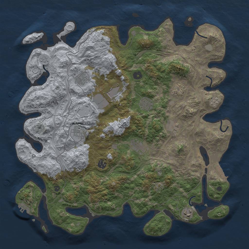 Rust Map: Procedural Map, Size: 4250, Seed: 61263702, 17 Monuments