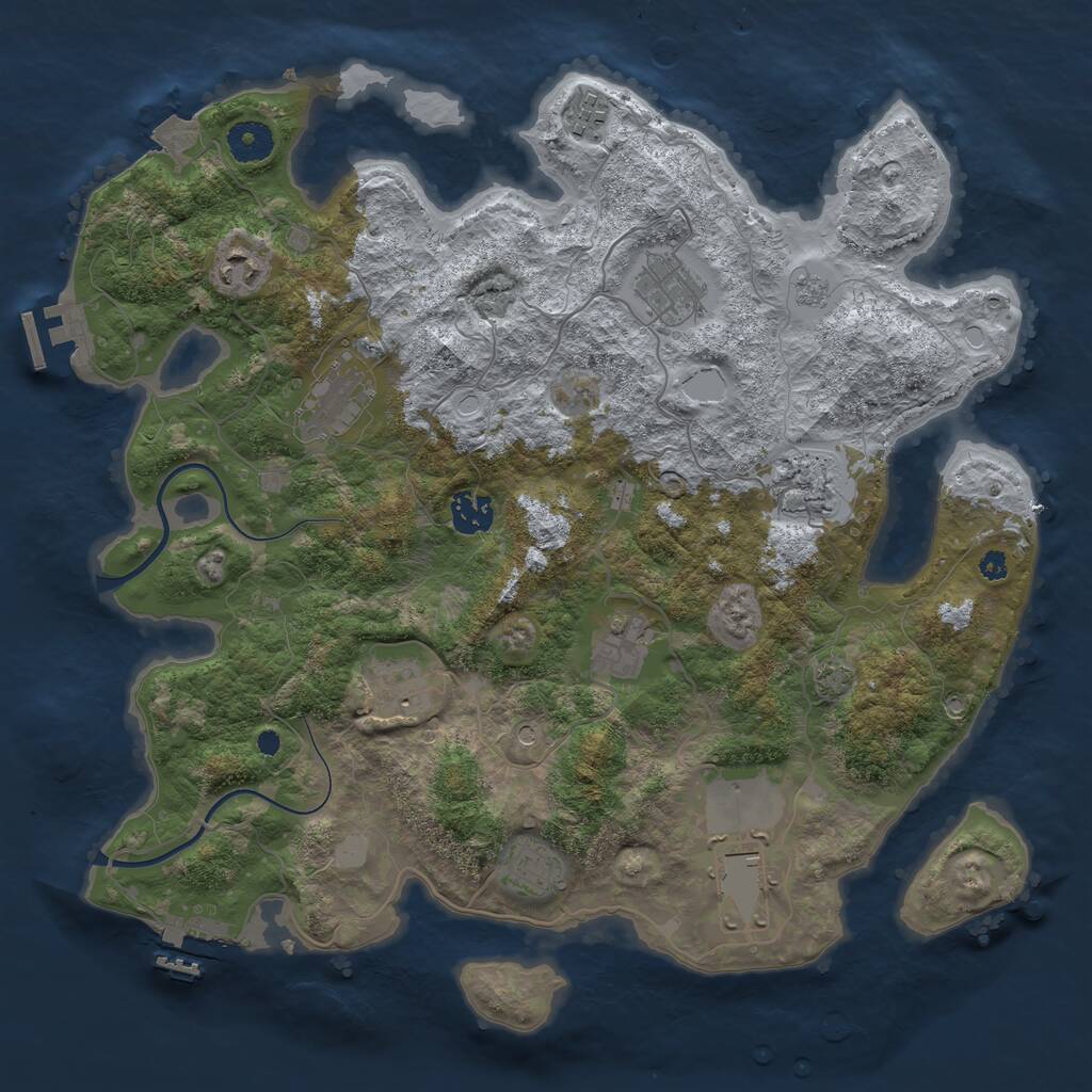 Rust Map: Procedural Map, Size: 3750, Seed: 841682453, 16 Monuments