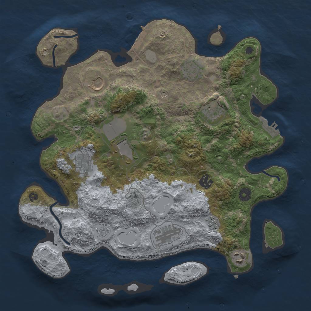 Rust Map: Procedural Map, Size: 3500, Seed: 2080333653, 16 Monuments