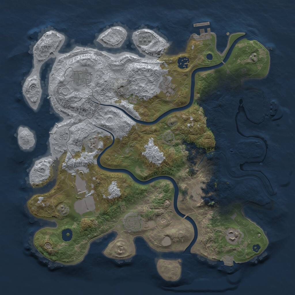 Rust Map: Procedural Map, Size: 3700, Seed: 227579361, 14 Monuments