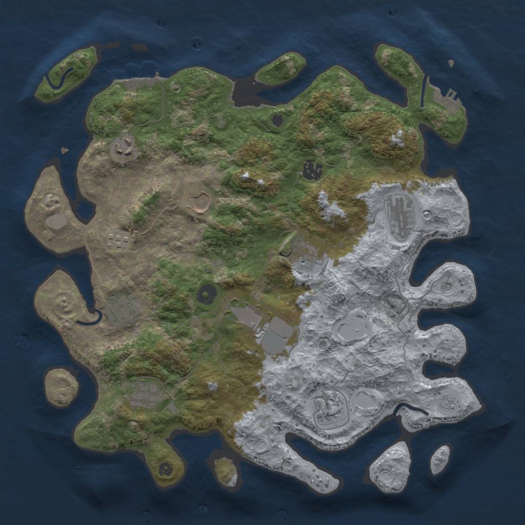 Rust Map: Procedural Map, Size: 3850, Seed: 4217474, 17 Monuments
