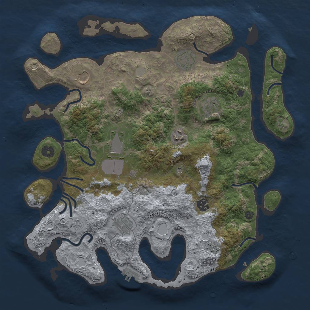 Rust Map: Procedural Map, Size: 3700, Seed: 749471791, 14 Monuments