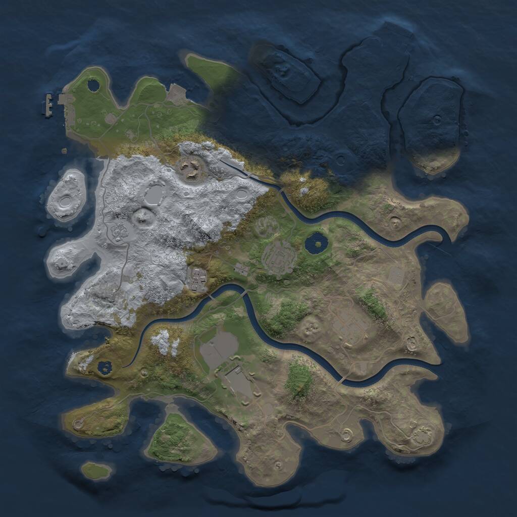 Rust Map: Procedural Map, Size: 3550, Seed: 371392, 11 Monuments
