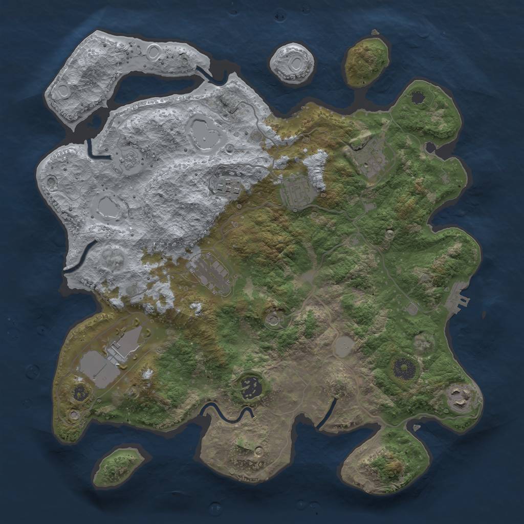 Rust Map: Procedural Map, Size: 3500, Seed: 844009279, 13 Monuments