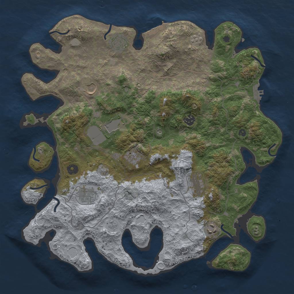 Rust Map: Procedural Map, Size: 4000, Seed: 749471791, 16 Monuments