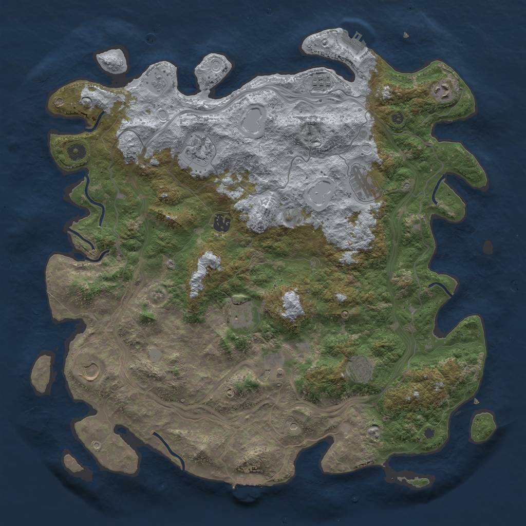 Rust Map: Procedural Map, Size: 4500, Seed: 1999215823, 16 Monuments