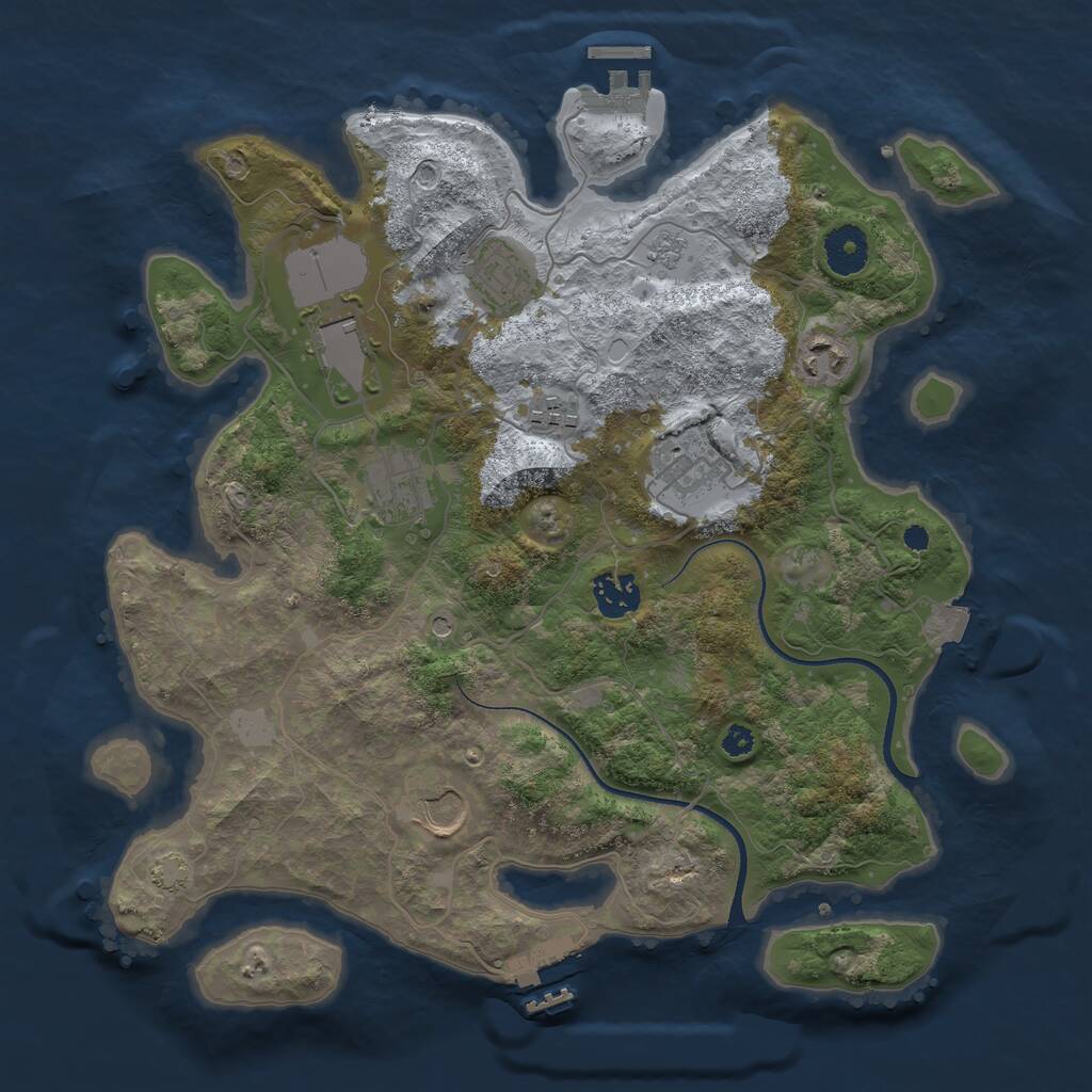 Rust Map: Procedural Map, Size: 3500, Seed: 2088017797, 14 Monuments