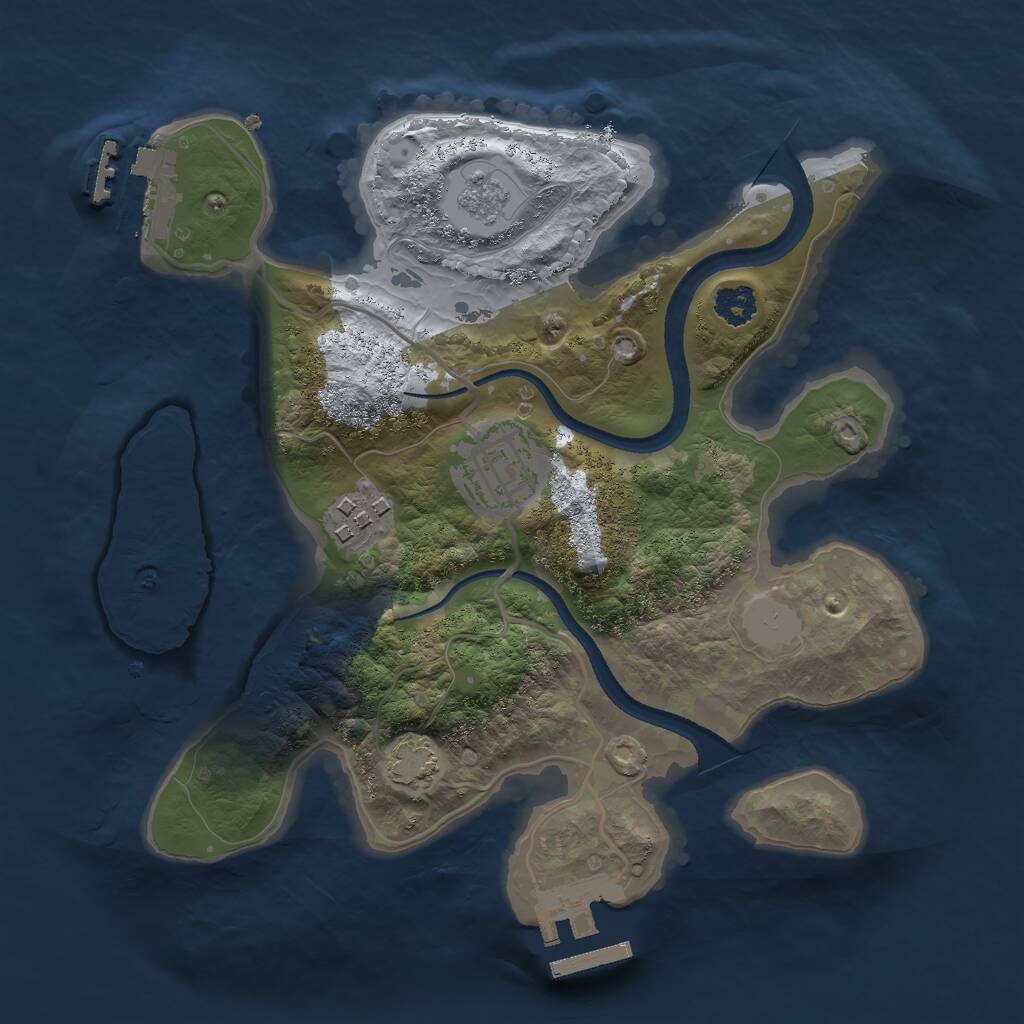 Rust Map: Procedural Map, Size: 2500, Seed: 345143347, 7 Monuments