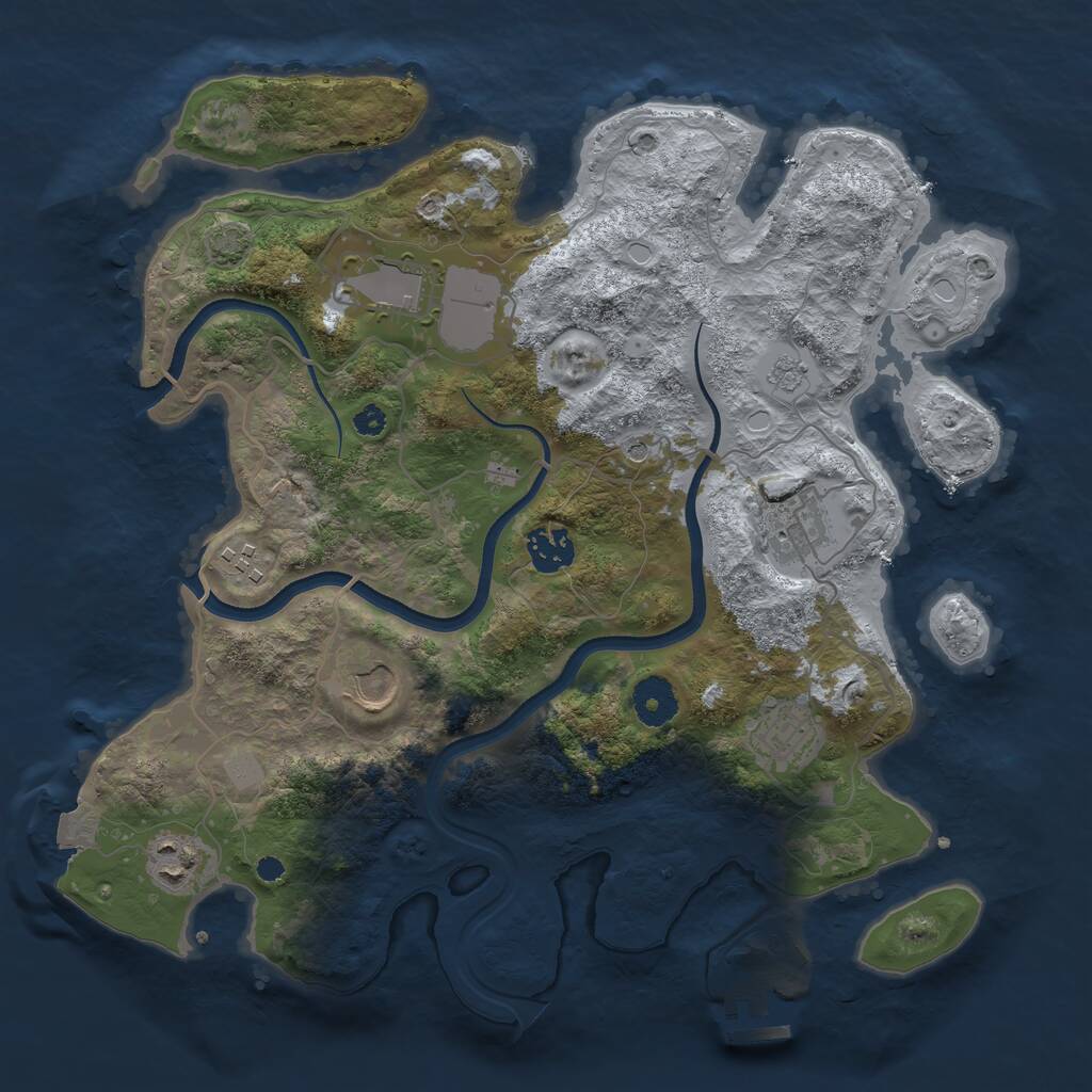Rust Map: Procedural Map, Size: 3500, Seed: 414308377, 12 Monuments