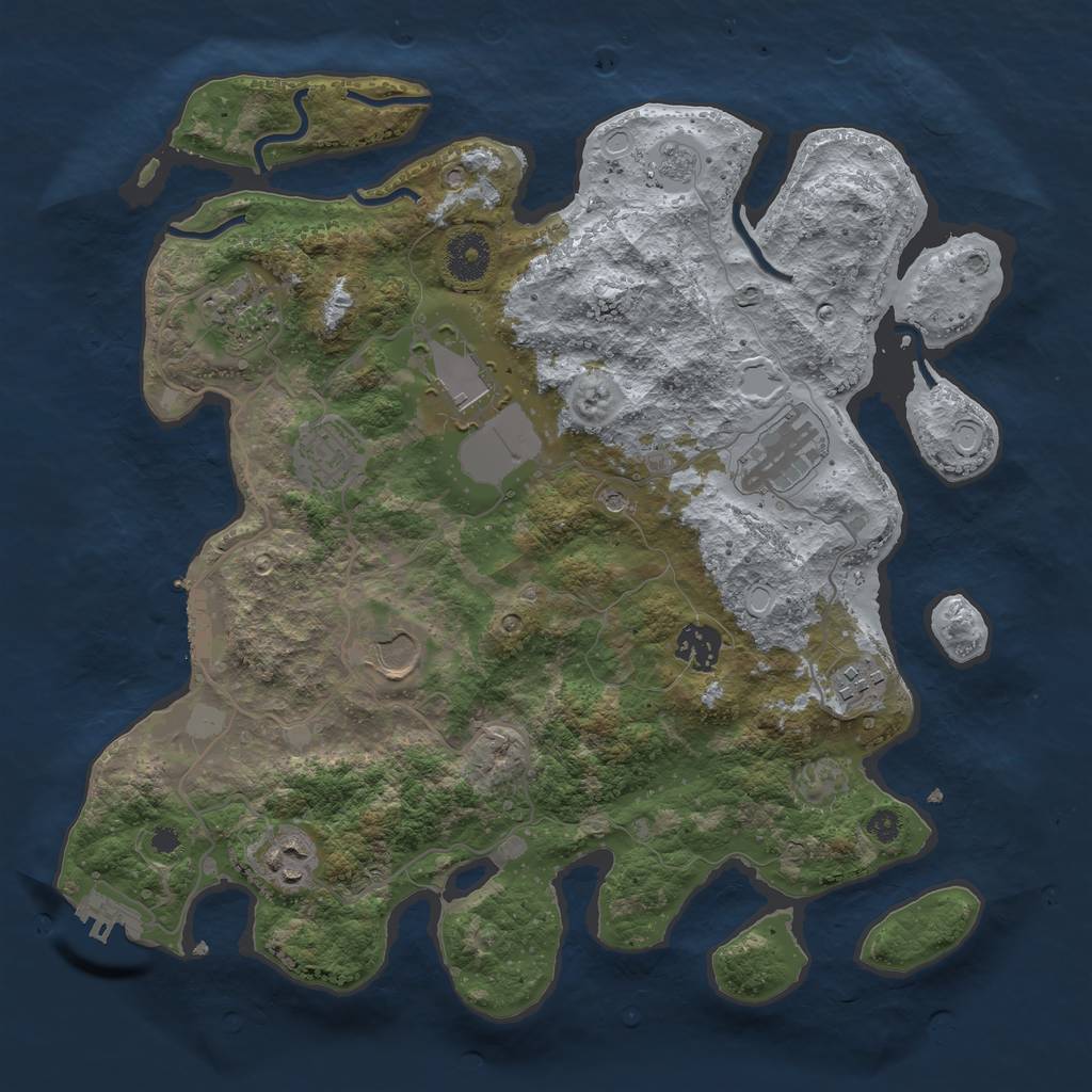 Rust Map: Procedural Map, Size: 3500, Seed: 414308377, 15 Monuments