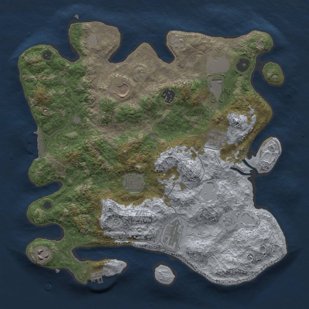 Rust Map: Procedural Map, Size: 3500, Seed: 2111750880, 15 Monuments