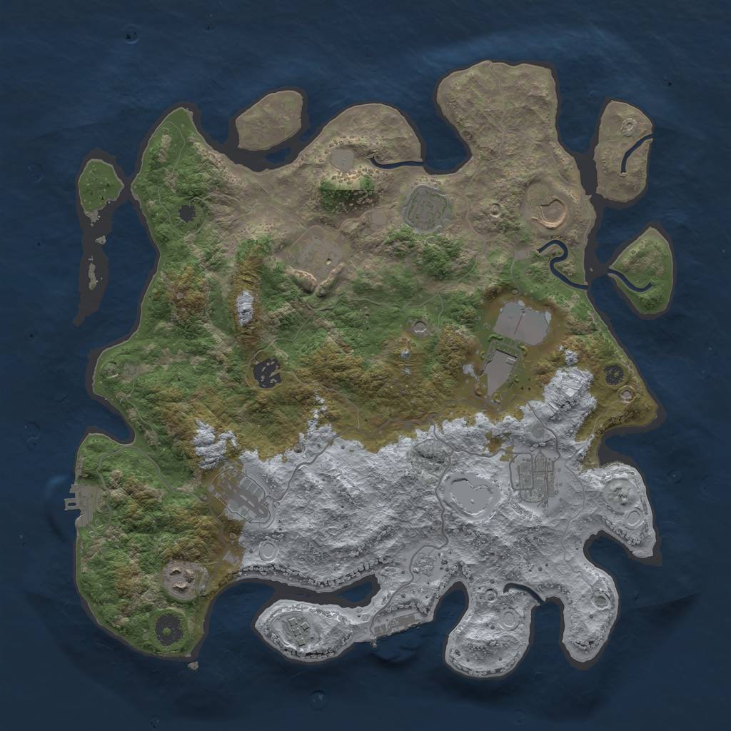 Rust Map: Procedural Map, Size: 3750, Seed: 1941186315, 16 Monuments