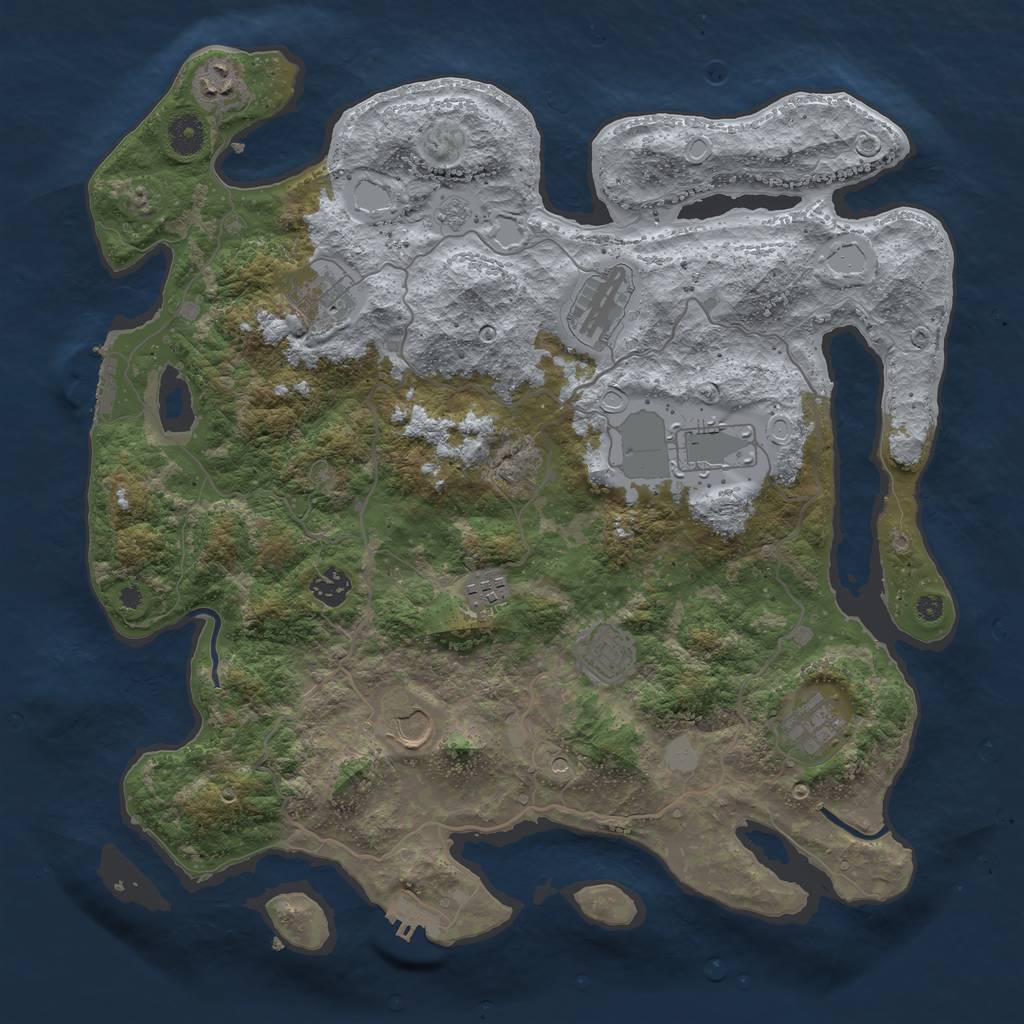 Rust Map: Procedural Map, Size: 4000, Seed: 990227, 16 Monuments