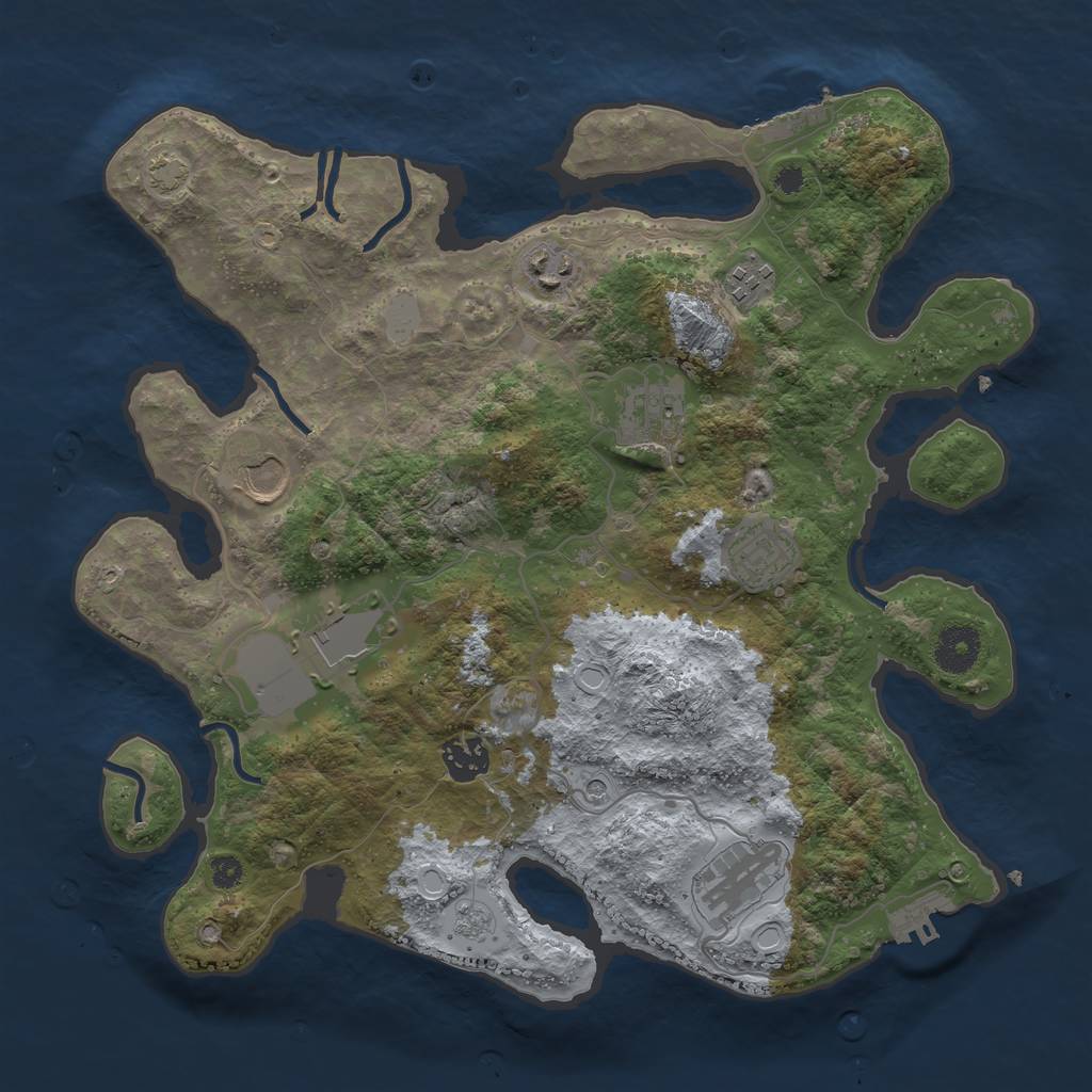Rust Map: Procedural Map, Size: 3500, Seed: 135580515, 16 Monuments