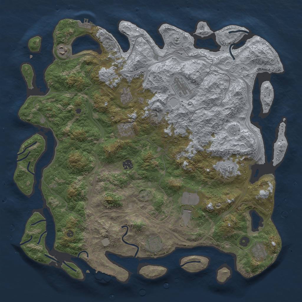 Rust Map: Procedural Map, Size: 4500, Seed: 310453317, 17 Monuments