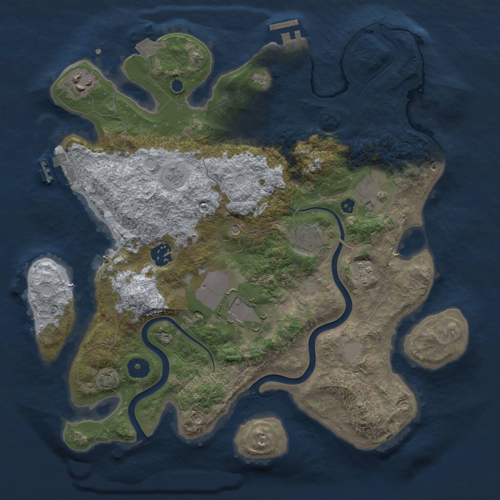 Rust Map: Procedural Map, Size: 3500, Seed: 80783882, 12 Monuments