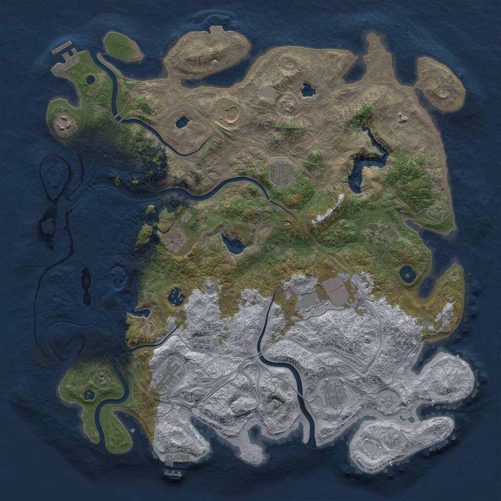 Rust Map: Procedural Map, Size: 4500, Seed: 1821450633, 16 Monuments