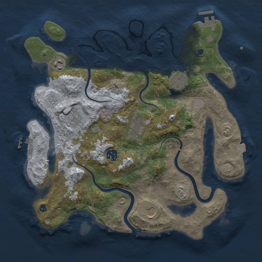 Rust Map: Procedural Map, Size: 3500, Seed: 698440851, 13 Monuments