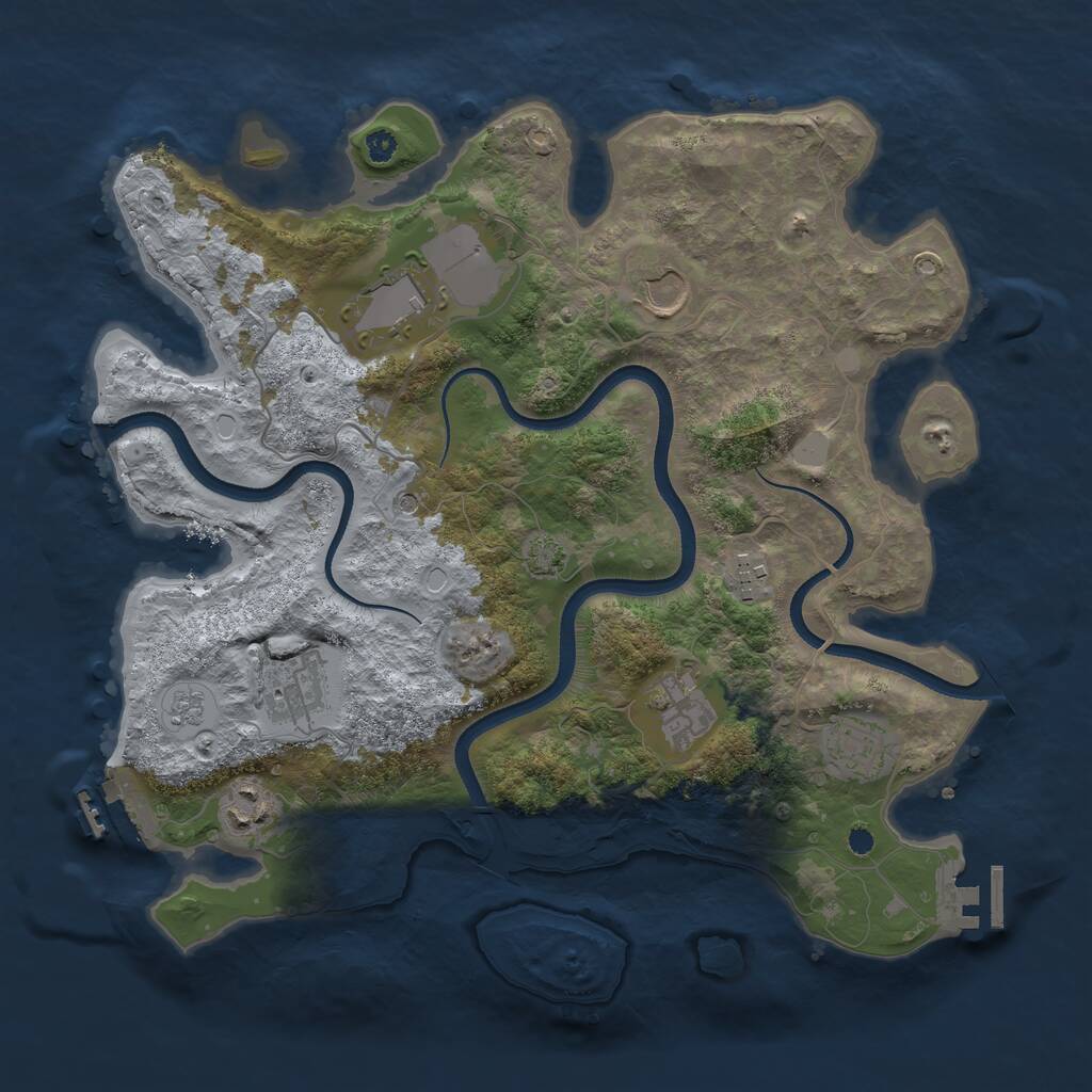 Rust Map: Procedural Map, Size: 3500, Seed: 1953364486, 13 Monuments