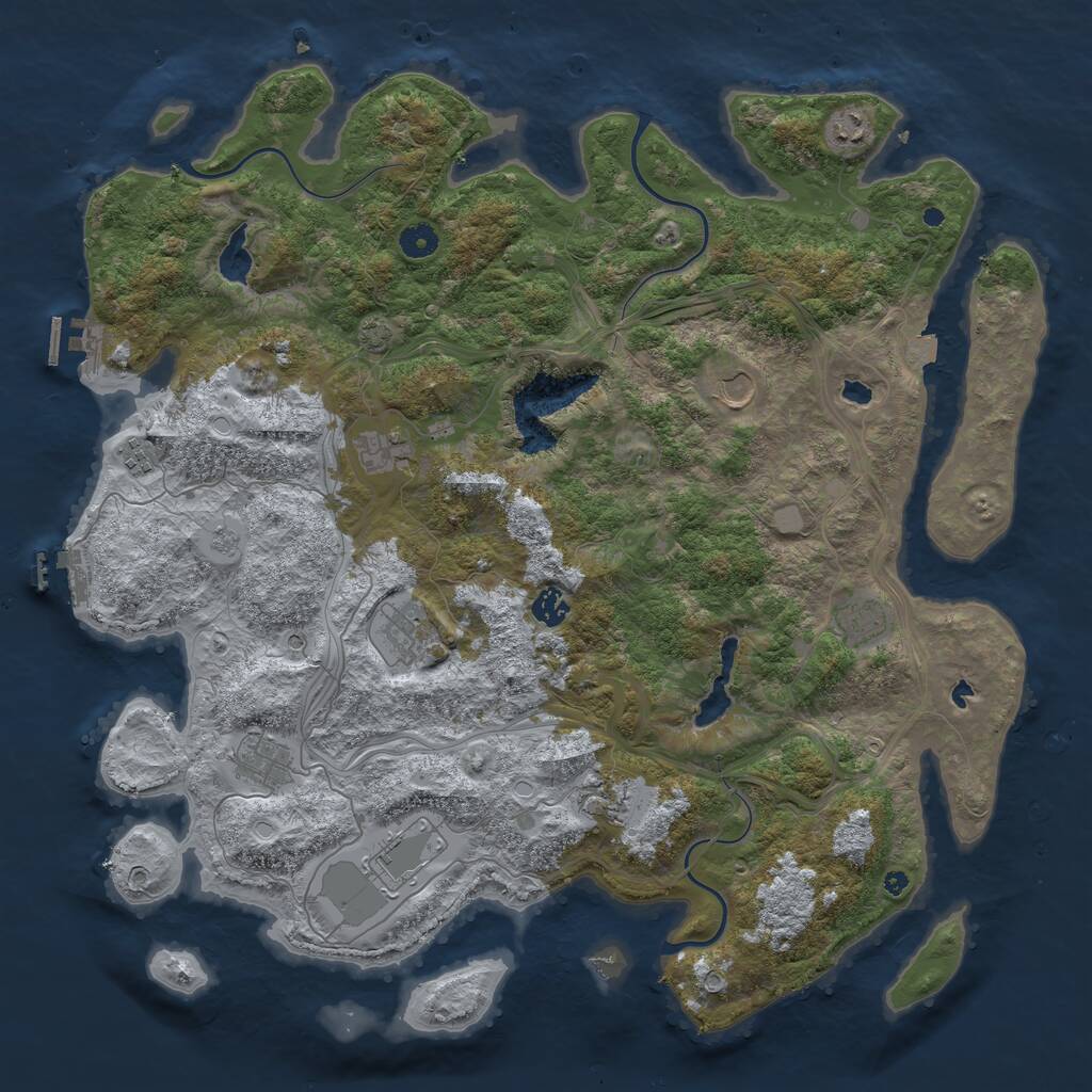 Rust Map: Procedural Map, Size: 4500, Seed: 1120, 16 Monuments