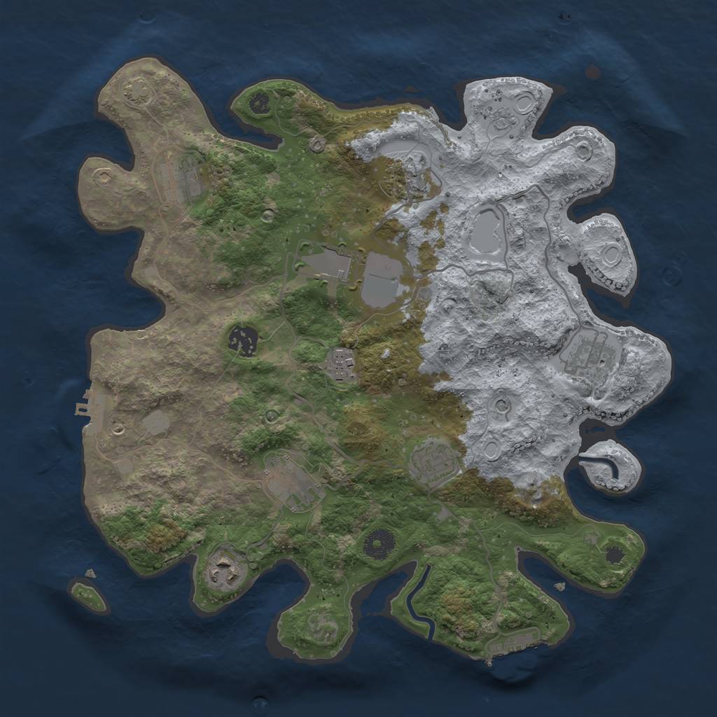 Rust Map: Procedural Map, Size: 3500, Seed: 110226491, 17 Monuments