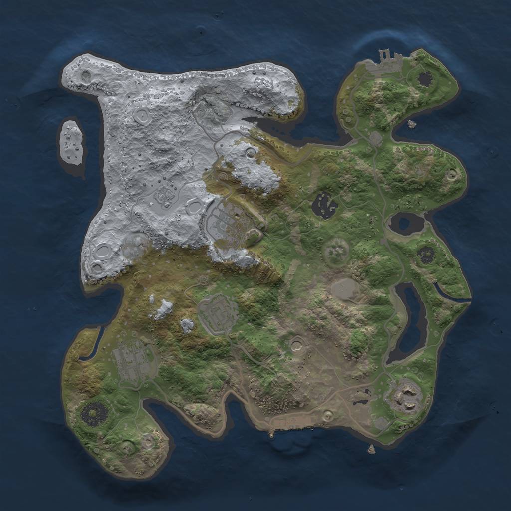 Rust Map: Procedural Map, Size: 3000, Seed: 791818681, 12 Monuments