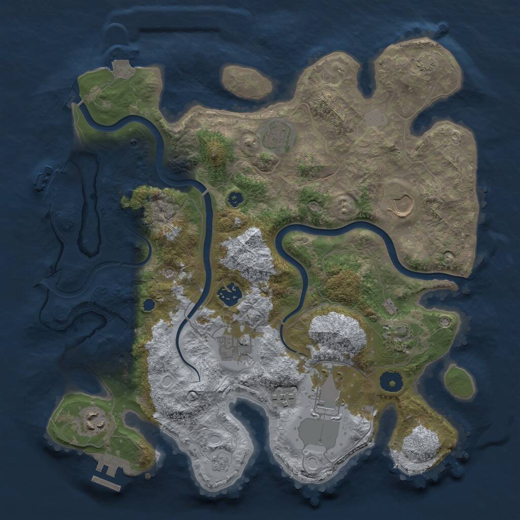 Rust Map: Procedural Map, Size: 3500, Seed: 81543469, 14 Monuments