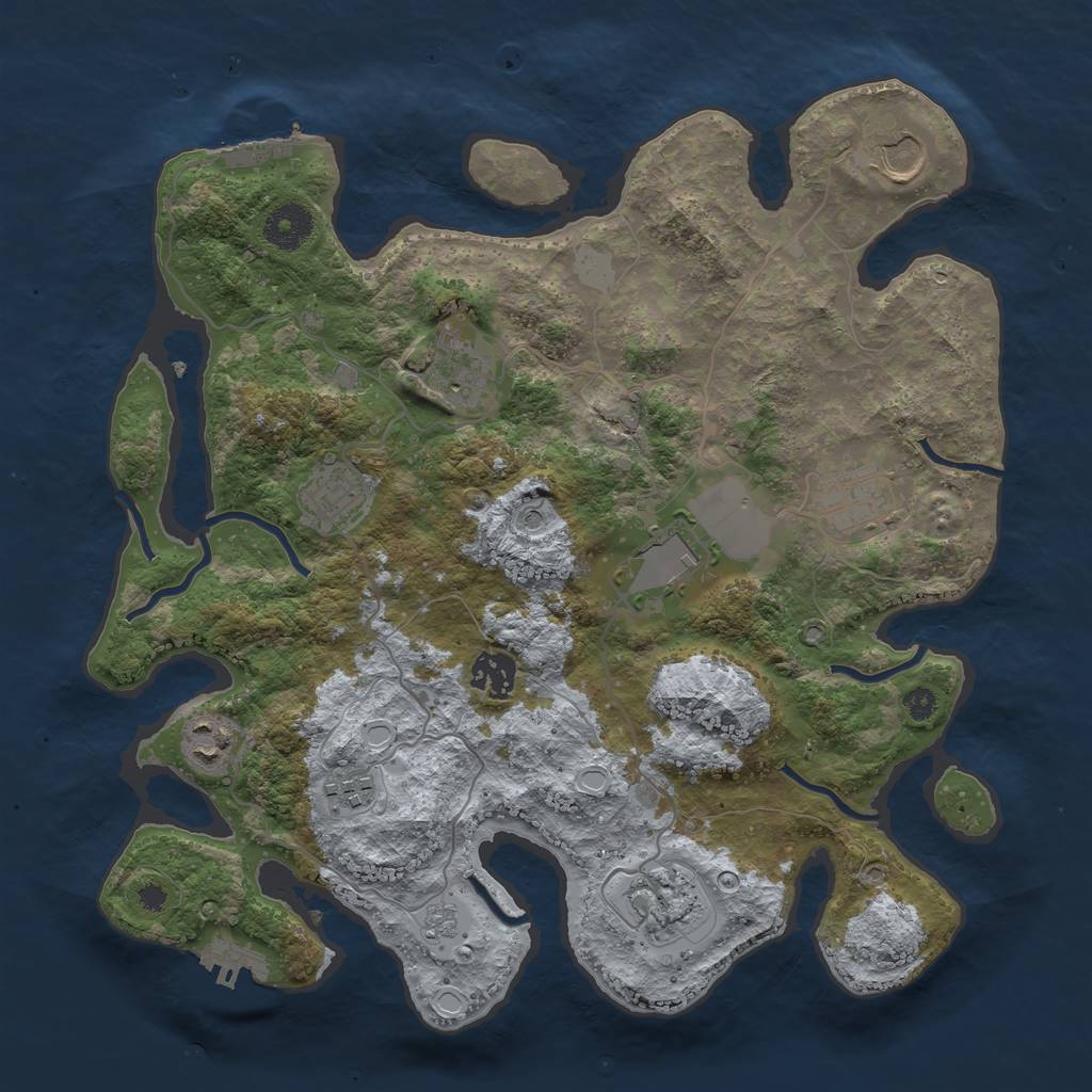 Rust Map: Procedural Map, Size: 3500, Seed: 81543469, 16 Monuments