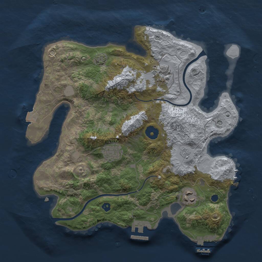 Rust Map: Procedural Map, Size: 3000, Seed: 1851326250, 9 Monuments