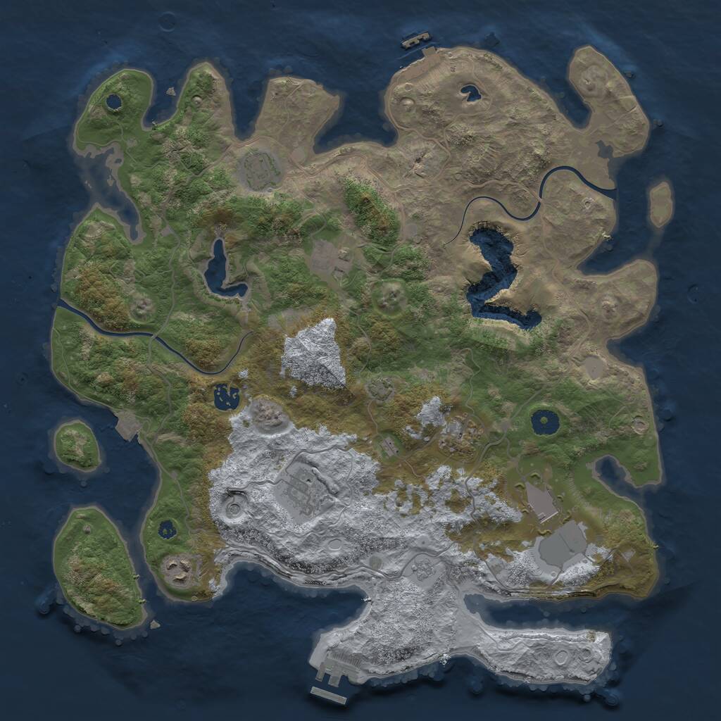 Rust Map: Procedural Map, Size: 4000, Seed: 1234444, 13 Monuments