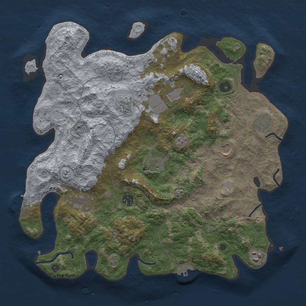 Rust Map: Procedural Map, Size: 4000, Seed: 505174163, 16 Monuments