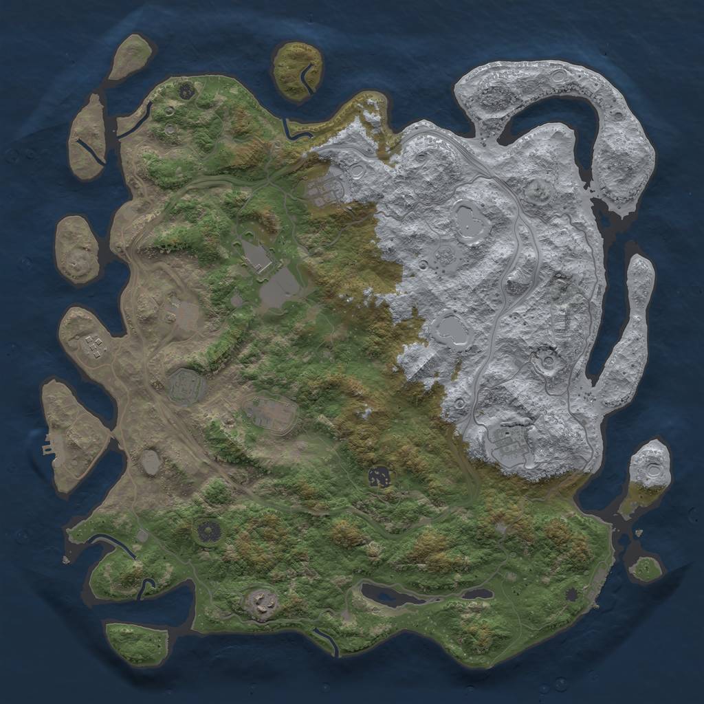 Rust Map: Procedural Map, Size: 4611, Seed: 641868534, 16 Monuments