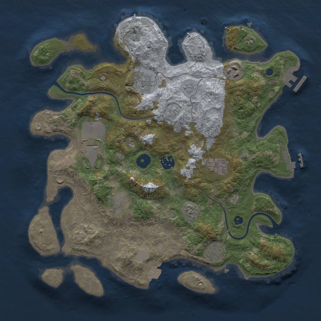 Rust Map: Procedural Map, Size: 3500, Seed: 1016665234, 13 Monuments