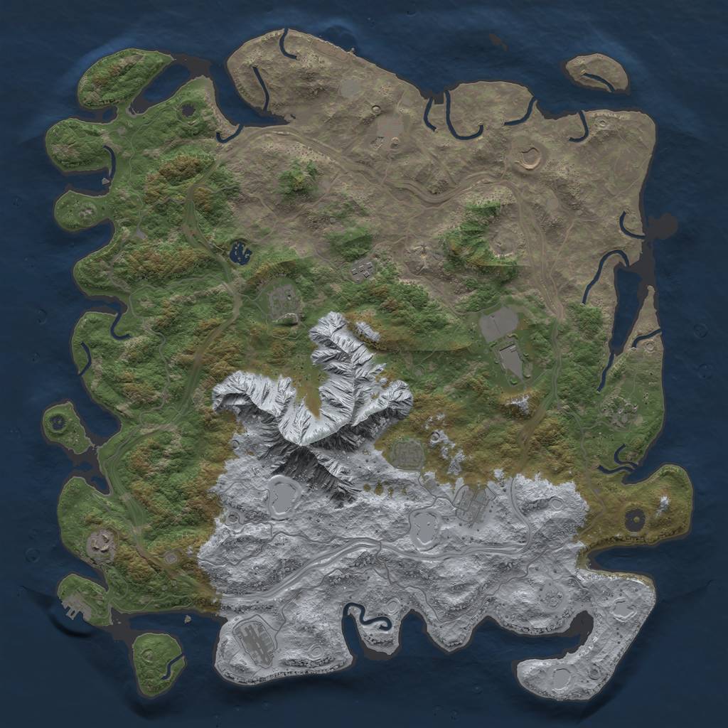 Rust Map: Procedural Map, Size: 5000, Seed: 4585761, 18 Monuments