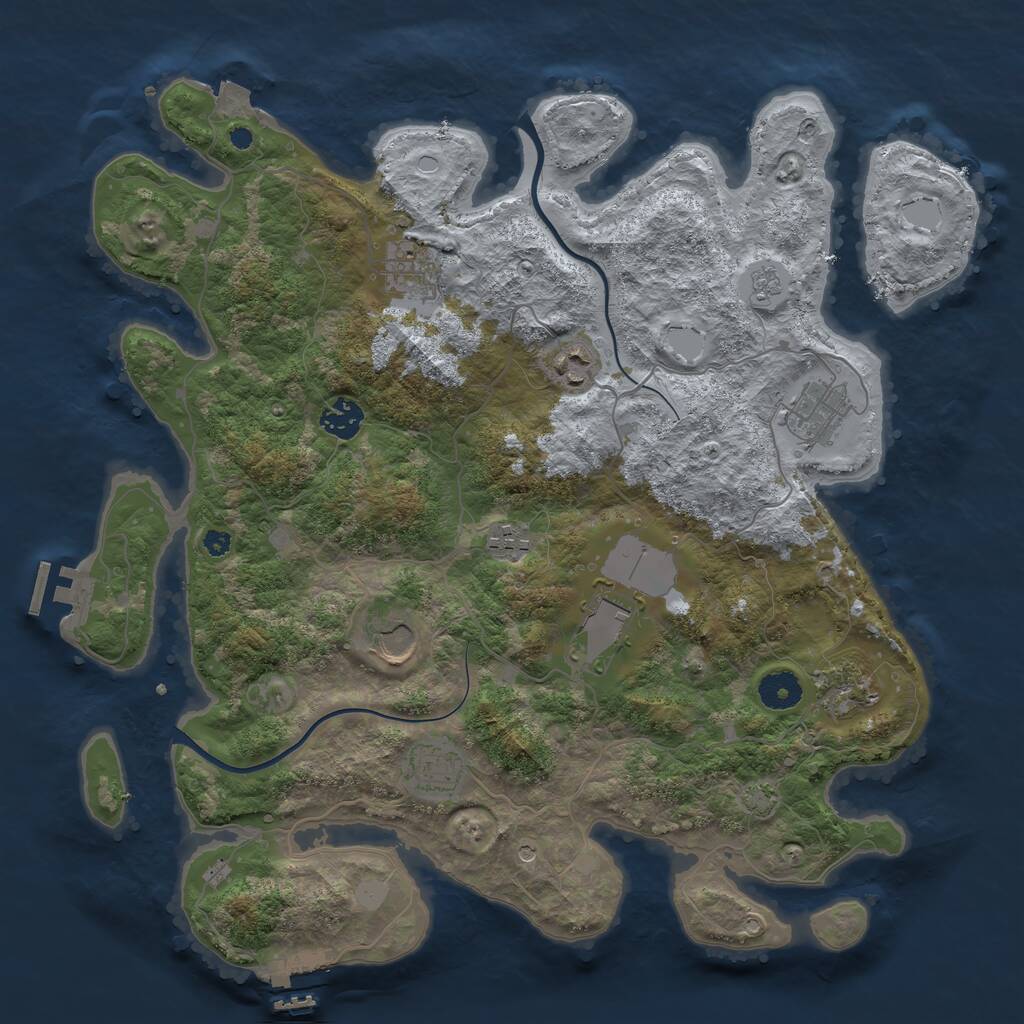 Rust Map: Procedural Map, Size: 3800, Seed: 45400, 15 Monuments