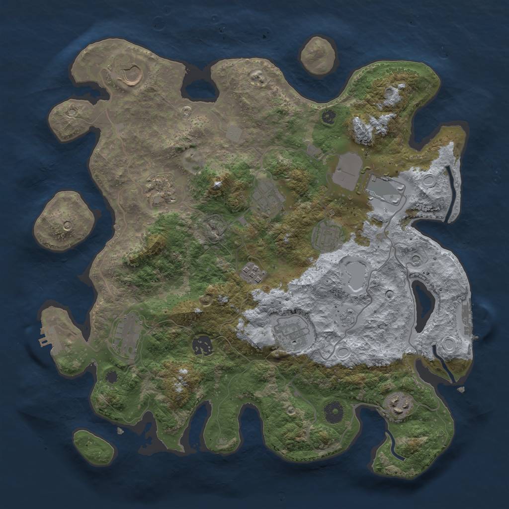 Rust Map: Procedural Map, Size: 3700, Seed: 413409192, 17 Monuments