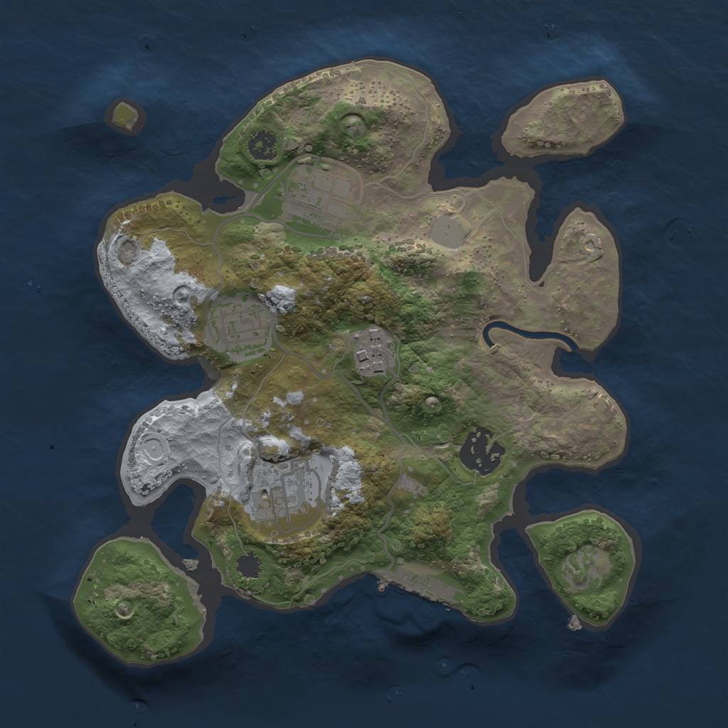 Rust Map: Procedural Map, Size: 2500, Seed: 15556, 9 Monuments