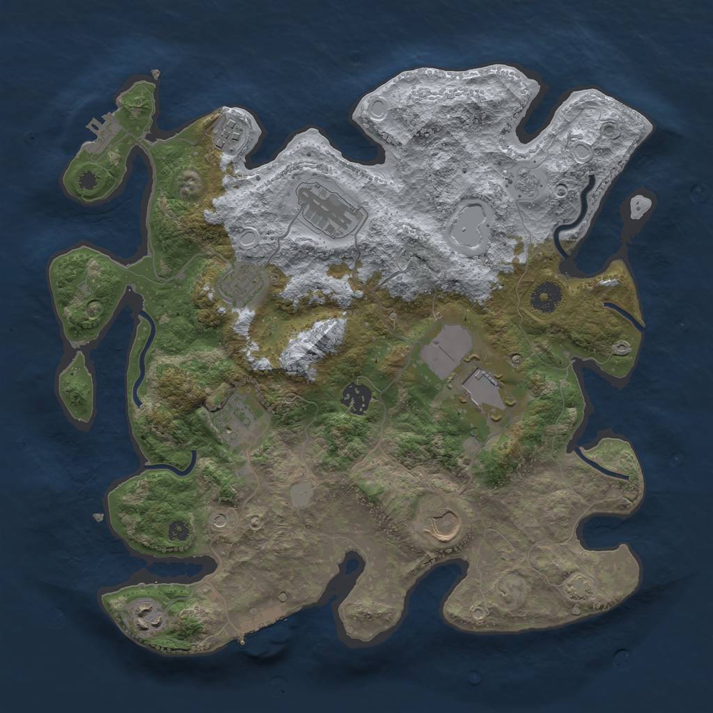 Rust Map: Procedural Map, Size: 3500, Seed: 86598544, 16 Monuments