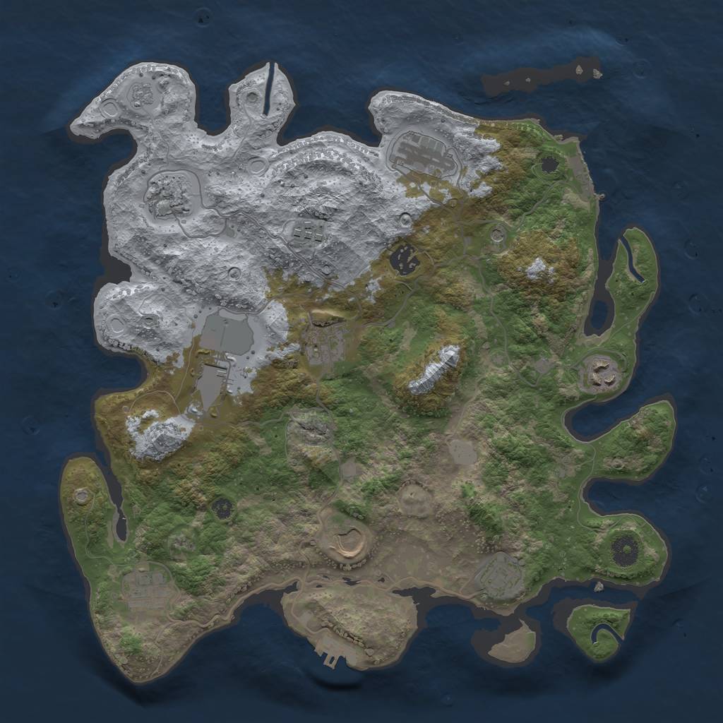 Rust Map: Procedural Map, Size: 3700, Seed: 220008016, 17 Monuments