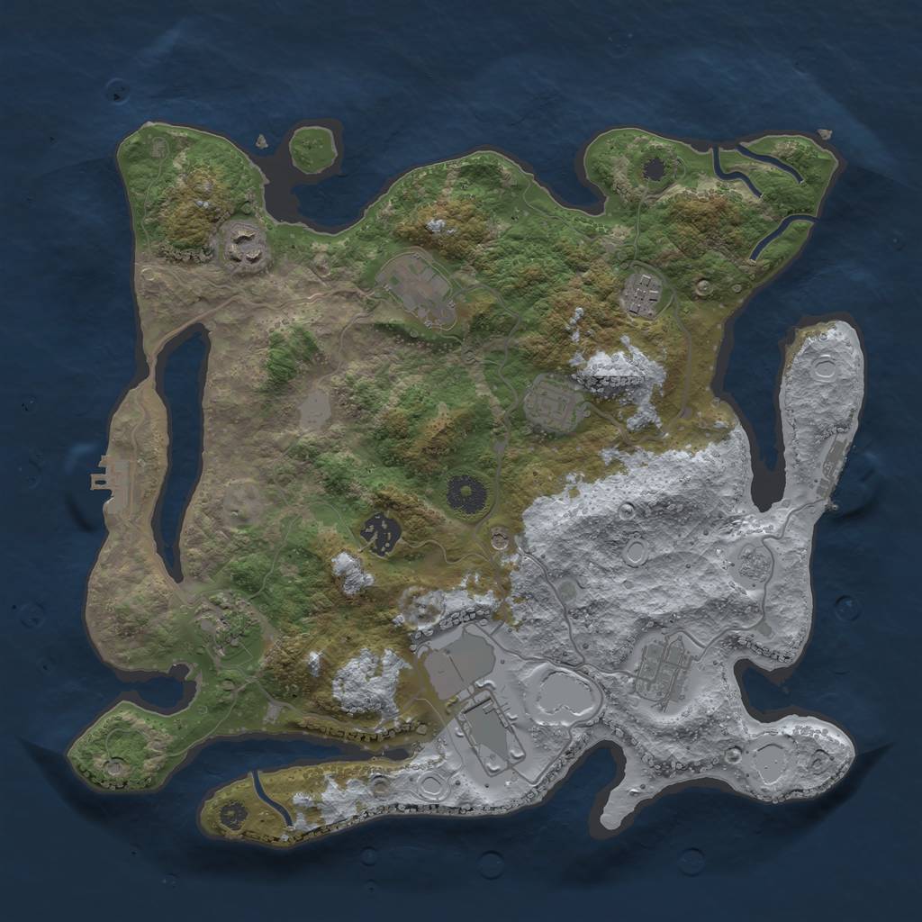 Rust Map: Procedural Map, Size: 3500, Seed: 445555838, 15 Monuments