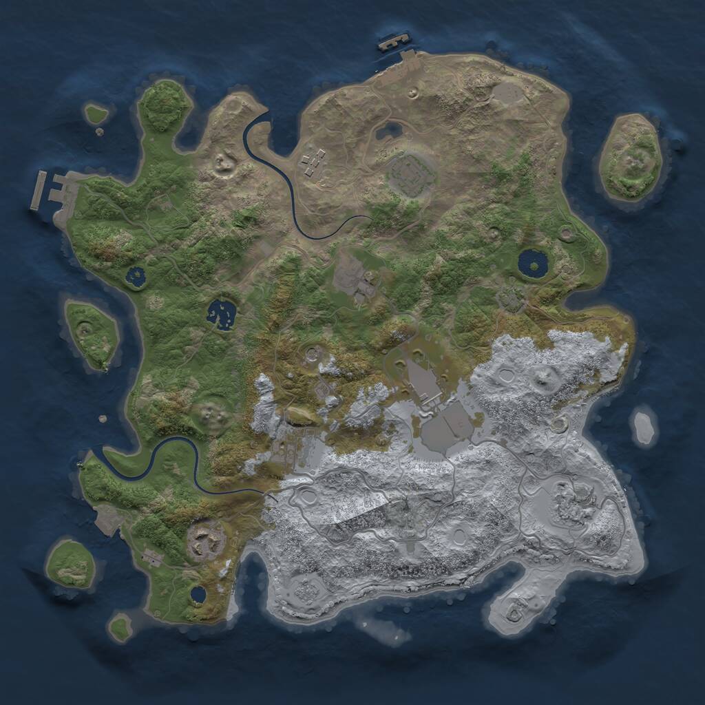 Rust Map: Procedural Map, Size: 3550, Seed: 67544407, 14 Monuments