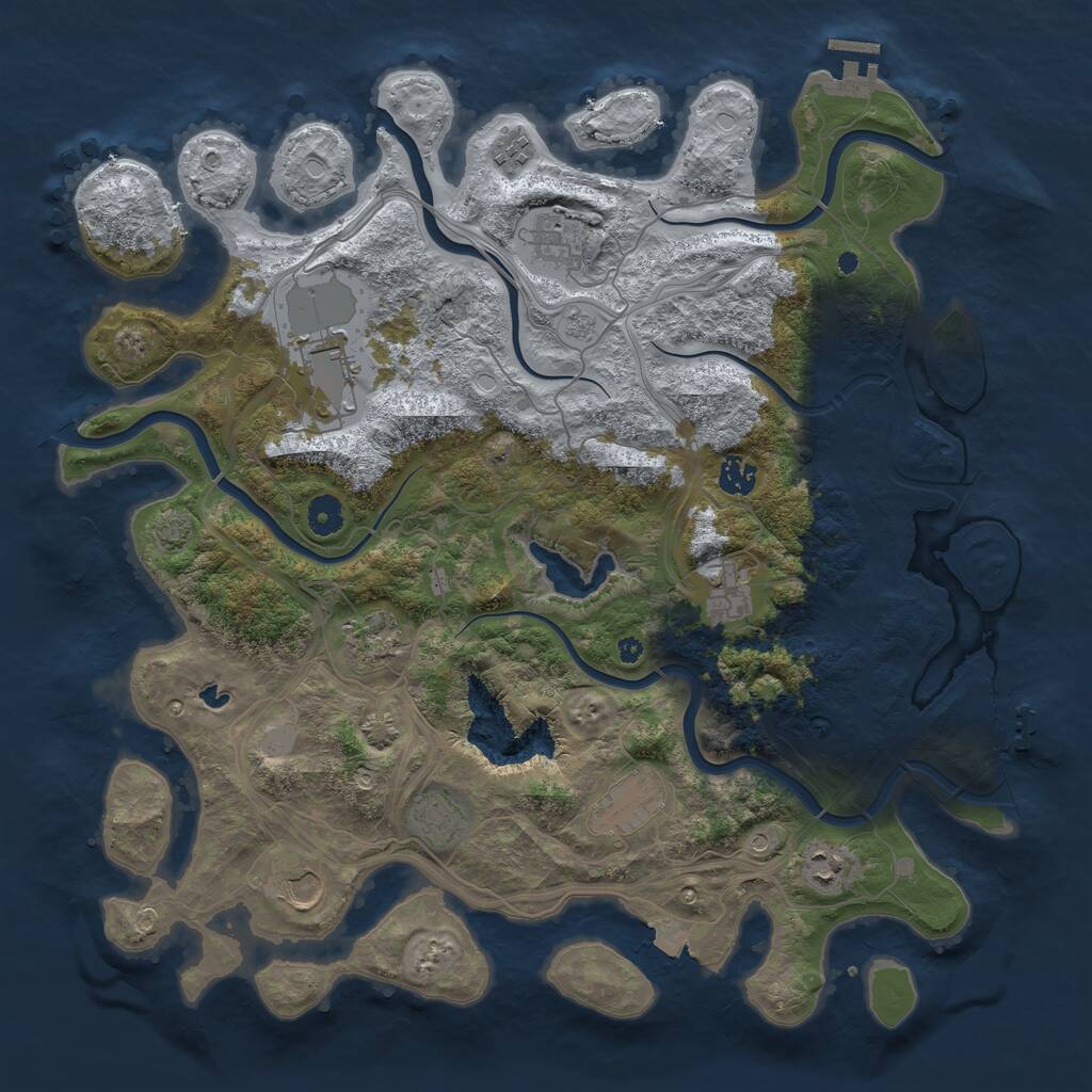 Rust Map: Procedural Map, Size: 4250, Seed: 933458485, 16 Monuments