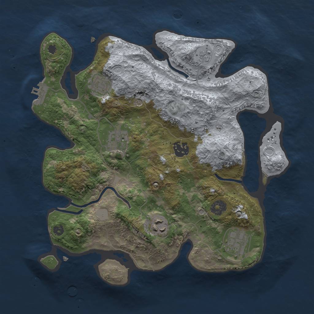 Rust Map: Procedural Map, Size: 3000, Seed: 42068, 11 Monuments